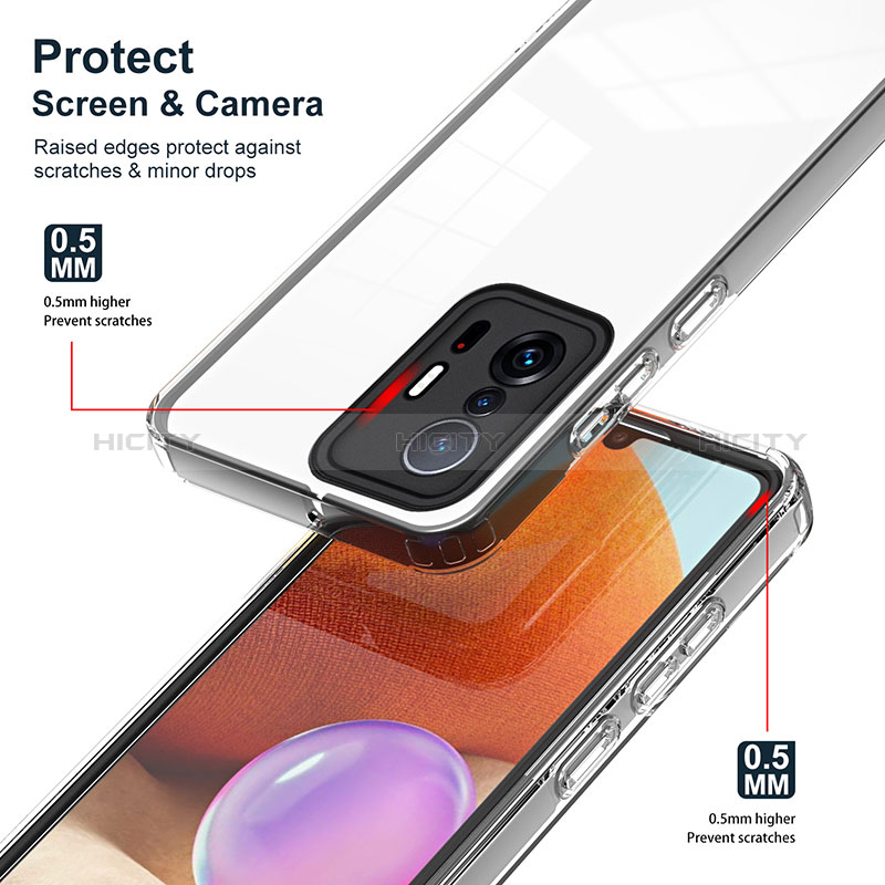 Silikon Schutzhülle Rahmen Tasche Hülle Durchsichtig Transparent Spiegel H01P für Xiaomi Mi 11T 5G groß