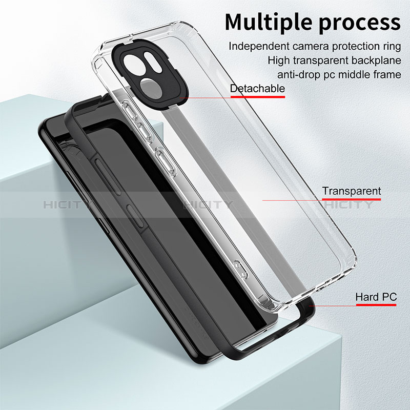 Silikon Schutzhülle Rahmen Tasche Hülle Durchsichtig Transparent Spiegel H01P für Xiaomi Poco C50 groß