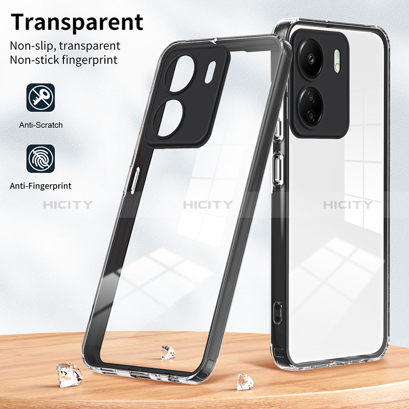 Silikon Schutzhülle Rahmen Tasche Hülle Durchsichtig Transparent Spiegel H01P für Xiaomi Poco C65 groß