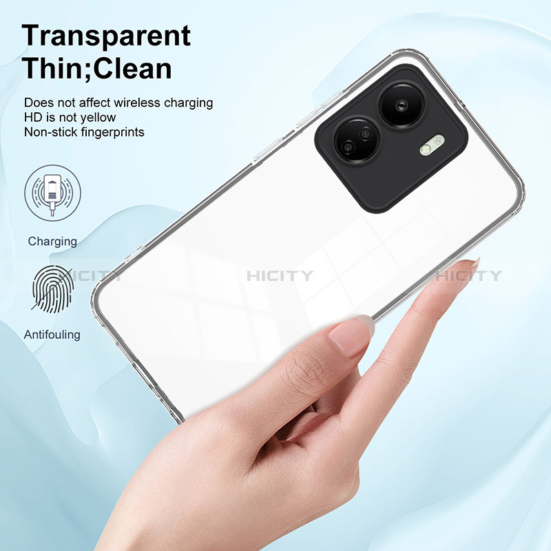 Silikon Schutzhülle Rahmen Tasche Hülle Durchsichtig Transparent Spiegel H01P für Xiaomi Poco C65 groß