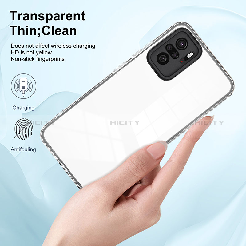 Silikon Schutzhülle Rahmen Tasche Hülle Durchsichtig Transparent Spiegel H01P für Xiaomi Poco M5S groß