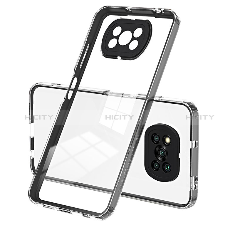 Silikon Schutzhülle Rahmen Tasche Hülle Durchsichtig Transparent Spiegel H01P für Xiaomi Poco X3 Pro Schwarz