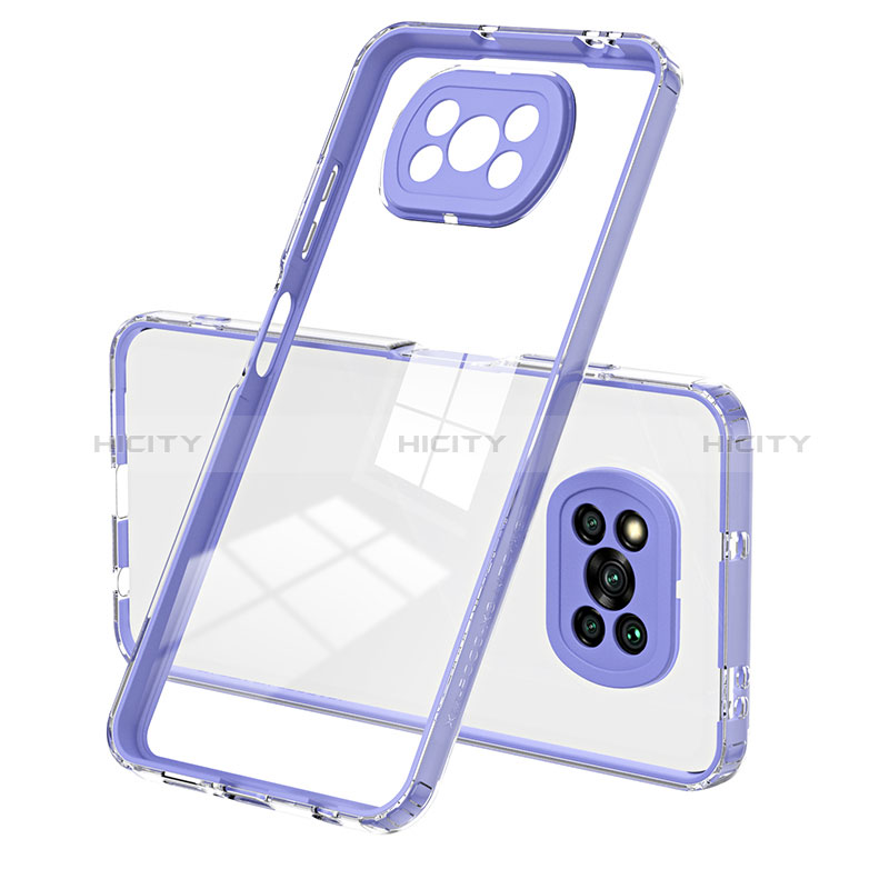 Silikon Schutzhülle Rahmen Tasche Hülle Durchsichtig Transparent Spiegel H01P für Xiaomi Poco X3 Pro Violett