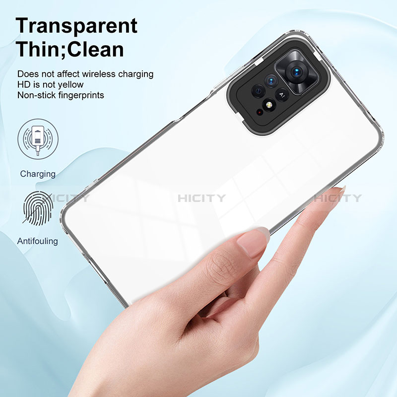 Silikon Schutzhülle Rahmen Tasche Hülle Durchsichtig Transparent Spiegel H01P für Xiaomi Redmi Note 11 Pro 4G