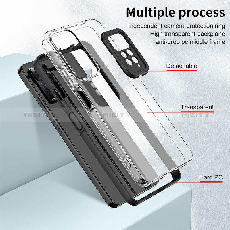 Silikon Schutzhülle Rahmen Tasche Hülle Durchsichtig Transparent Spiegel H01P für Xiaomi Redmi Note 11 Pro 5G groß