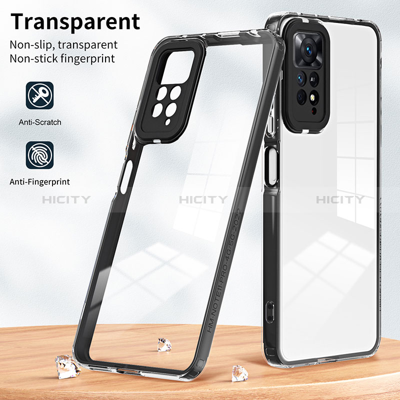 Silikon Schutzhülle Rahmen Tasche Hülle Durchsichtig Transparent Spiegel H01P für Xiaomi Redmi Note 11 Pro 5G groß