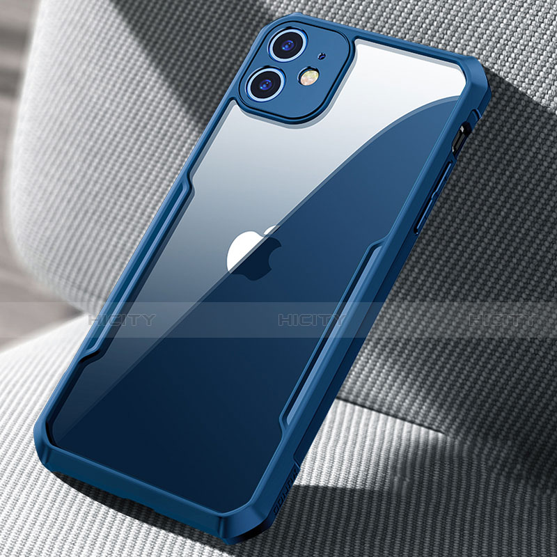 Silikon Schutzhülle Rahmen Tasche Hülle Durchsichtig Transparent Spiegel H03 für Apple iPhone 12 Blau