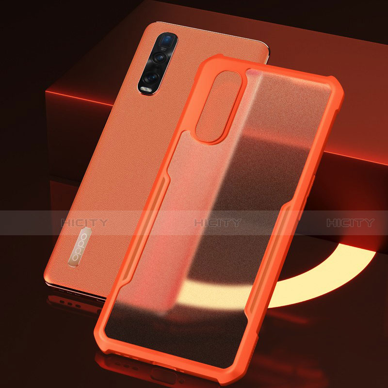 Silikon Schutzhülle Rahmen Tasche Hülle Durchsichtig Transparent Spiegel H04 für Oppo Find X2 Pro Orange