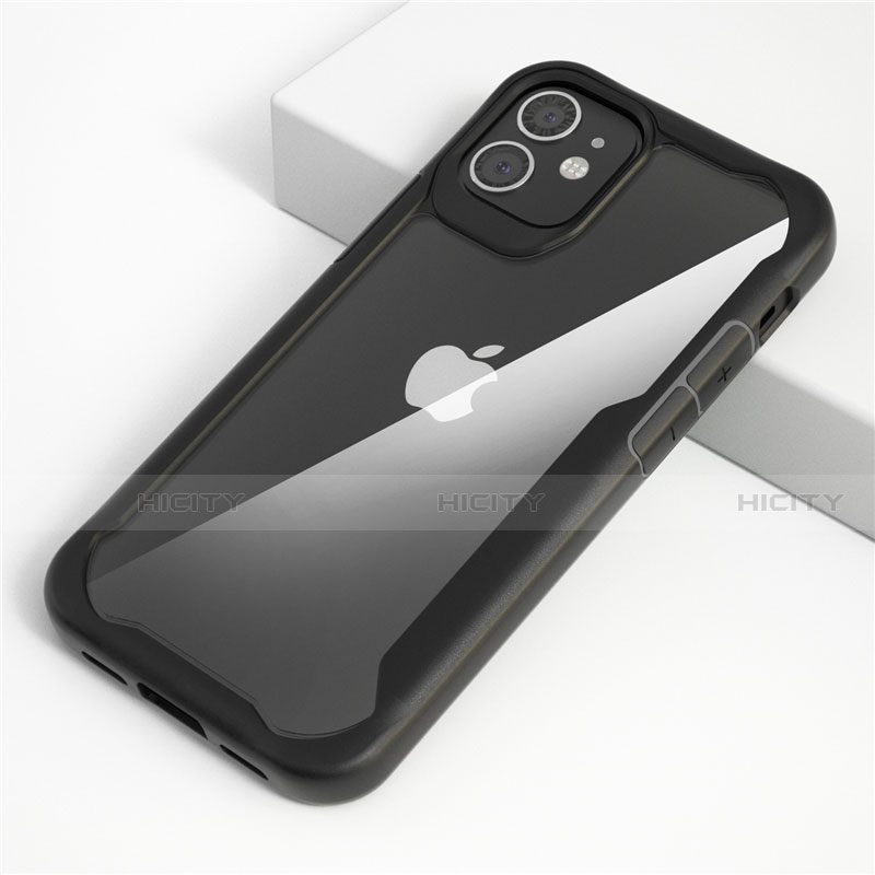 Silikon Schutzhülle Rahmen Tasche Hülle Durchsichtig Transparent Spiegel M01 für Apple iPhone 12 Mini Schwarz Plus