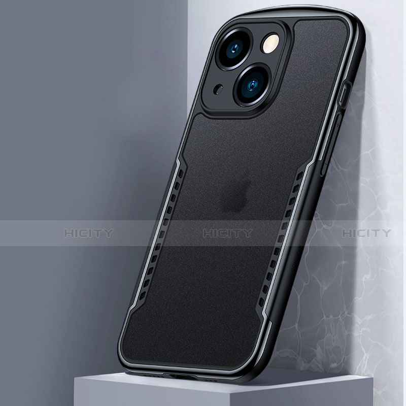 Silikon Schutzhülle Rahmen Tasche Hülle Durchsichtig Transparent Spiegel M01 für Apple iPhone 13 Mini Schwarz