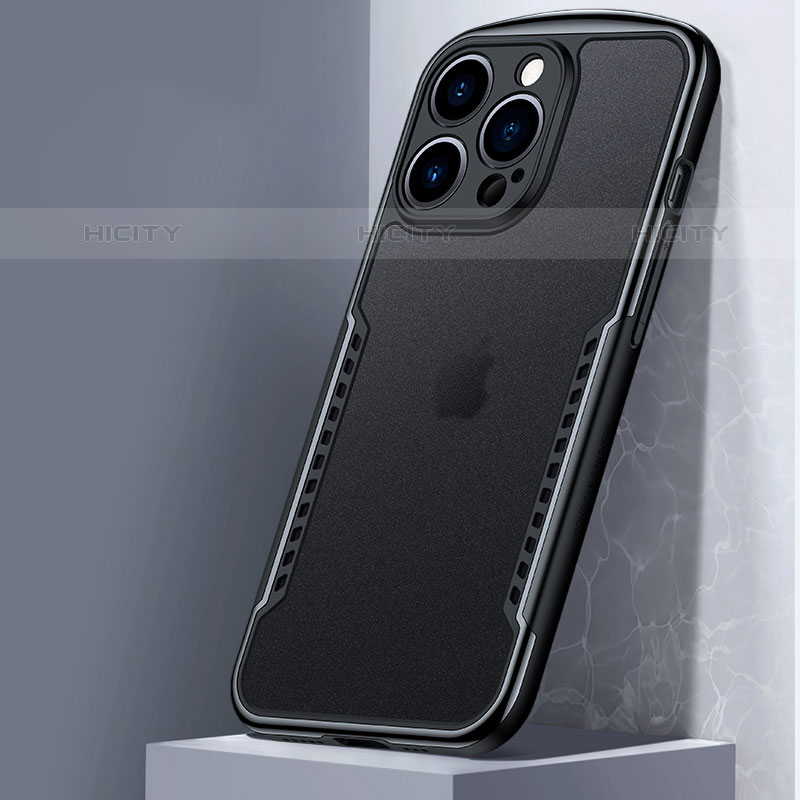 Silikon Schutzhülle Rahmen Tasche Hülle Durchsichtig Transparent Spiegel M01 für Apple iPhone 16 Pro Schwarz