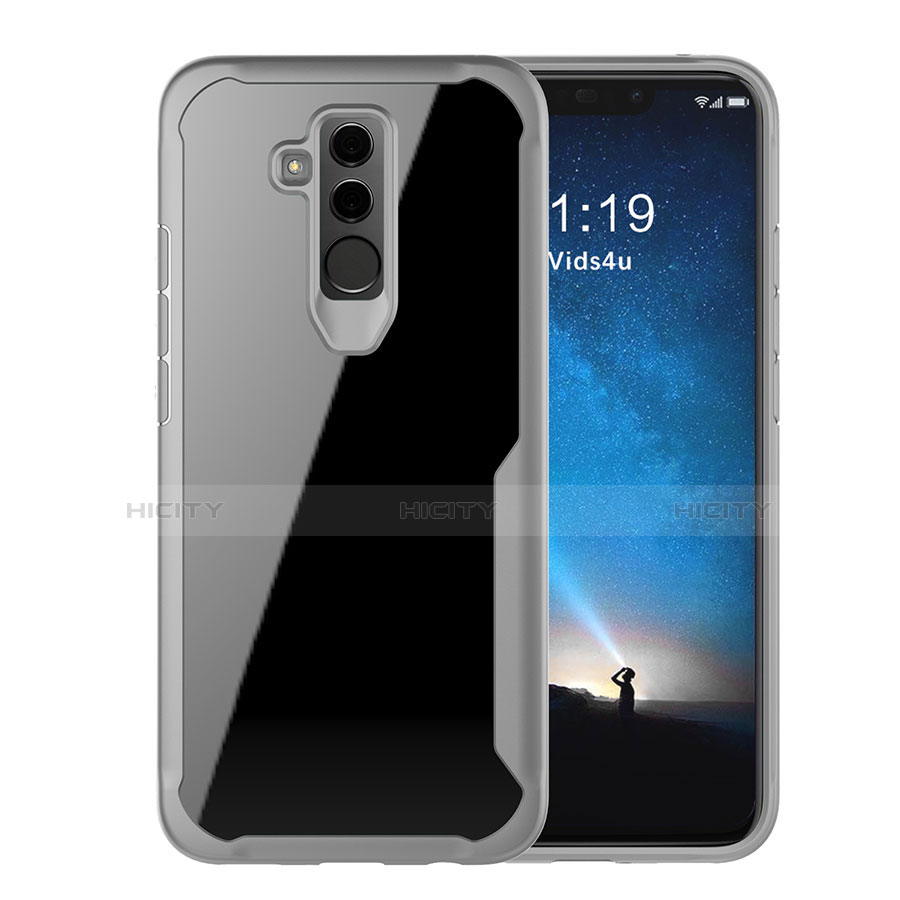 Silikon Schutzhülle Rahmen Tasche Hülle Durchsichtig Transparent Spiegel M01 für Huawei Mate 20 Lite Grau