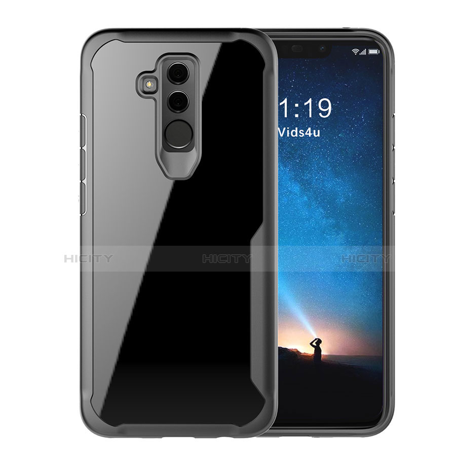 Silikon Schutzhülle Rahmen Tasche Hülle Durchsichtig Transparent Spiegel M01 für Huawei Mate 20 Lite Schwarz