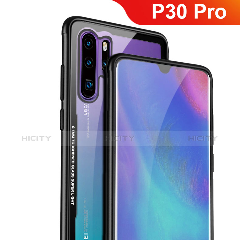 Silikon Schutzhülle Rahmen Tasche Hülle Durchsichtig Transparent Spiegel M01 für Huawei P30 Pro New Edition Schwarz Plus