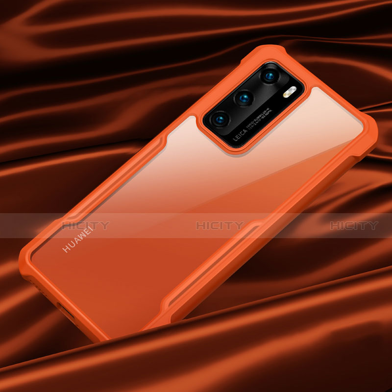 Silikon Schutzhülle Rahmen Tasche Hülle Durchsichtig Transparent Spiegel M01 für Huawei P40 Orange