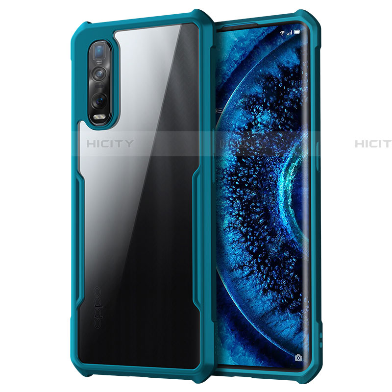 Silikon Schutzhülle Rahmen Tasche Hülle Durchsichtig Transparent Spiegel M01 für Oppo Find X2 Pro Blau