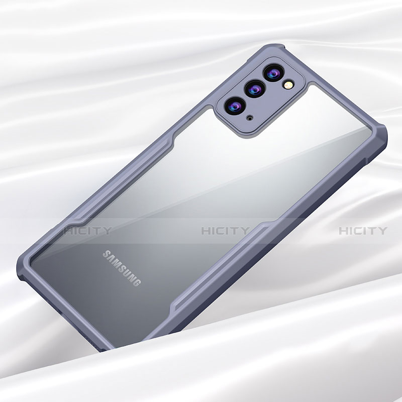 Silikon Schutzhülle Rahmen Tasche Hülle Durchsichtig Transparent Spiegel M01 für Samsung Galaxy Note 20 5G Lavendel Grau