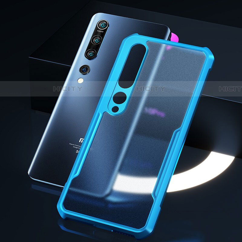 Silikon Schutzhülle Rahmen Tasche Hülle Durchsichtig Transparent Spiegel M01 für Xiaomi Mi 10 Blau Plus