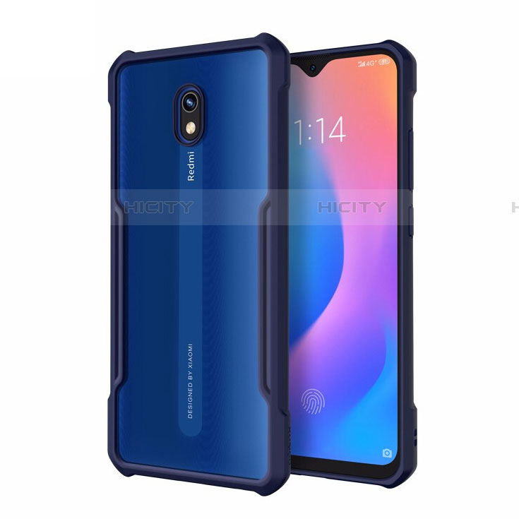 Silikon Schutzhülle Rahmen Tasche Hülle Durchsichtig Transparent Spiegel M01 für Xiaomi Redmi 8A Blau