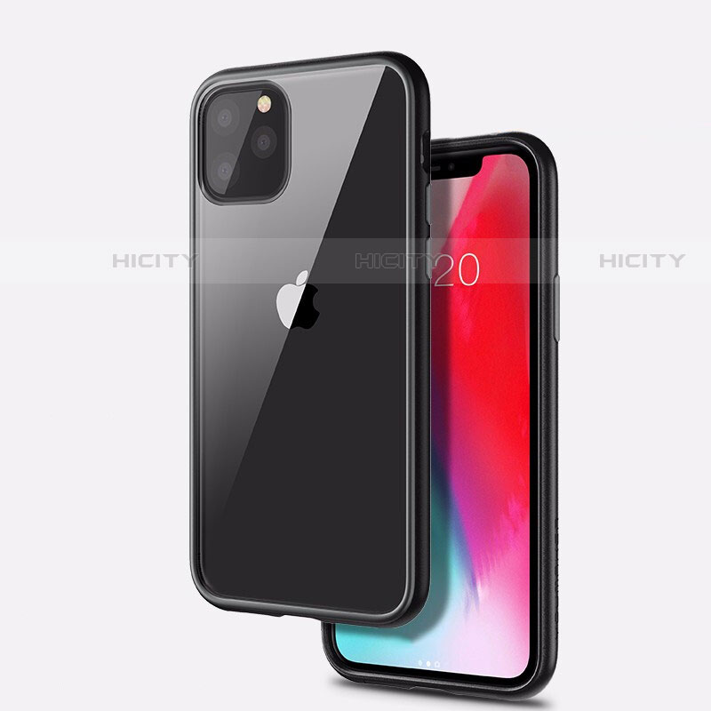 Silikon Schutzhülle Rahmen Tasche Hülle Durchsichtig Transparent Spiegel M02 für Apple iPhone 11 Pro Max Schwarz