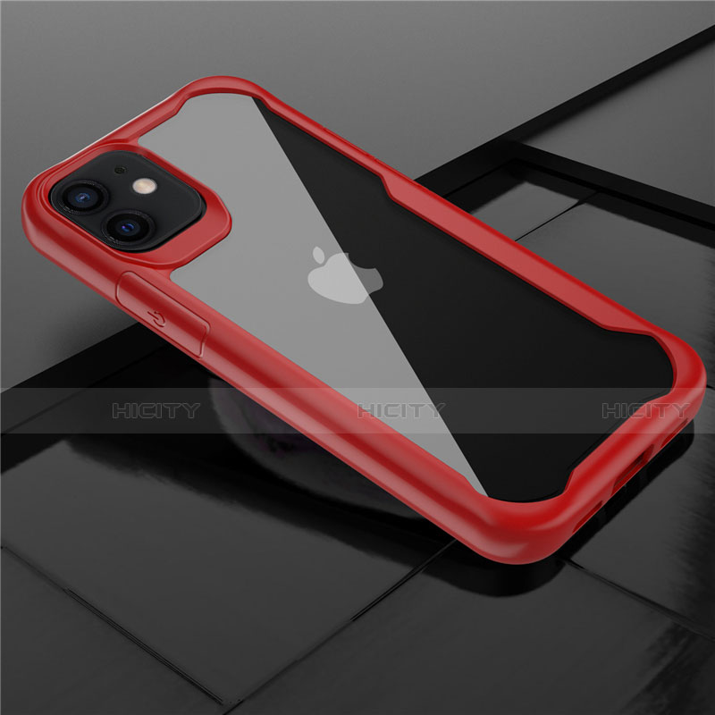 Silikon Schutzhülle Rahmen Tasche Hülle Durchsichtig Transparent Spiegel M02 für Apple iPhone 12 Mini Rot