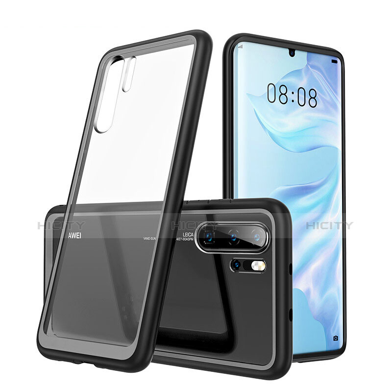 Silikon Schutzhülle Rahmen Tasche Hülle Durchsichtig Transparent Spiegel M02 für Huawei P30 Pro New Edition Schwarz