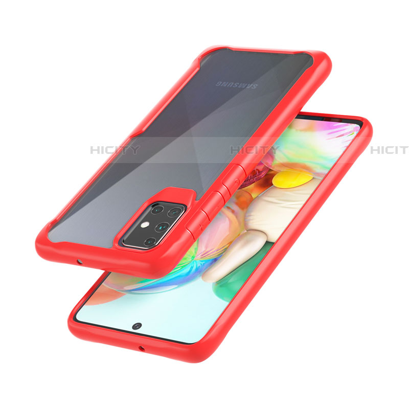 Silikon Schutzhülle Rahmen Tasche Hülle Durchsichtig Transparent Spiegel M02 für Samsung Galaxy A71 5G Rot