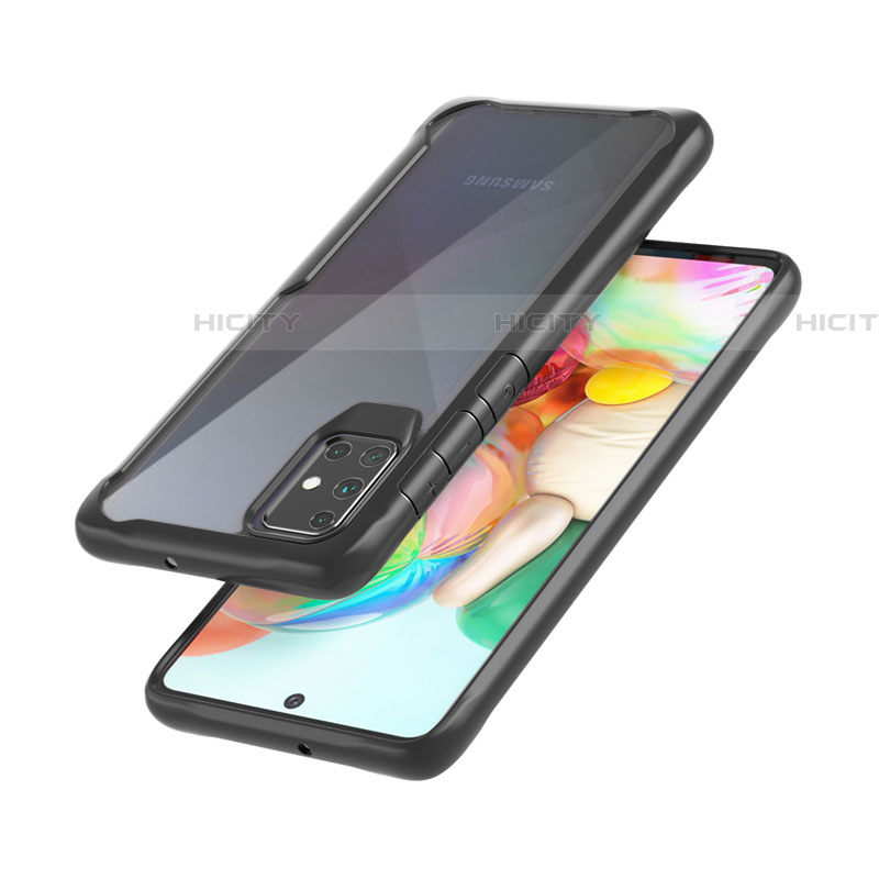 Silikon Schutzhülle Rahmen Tasche Hülle Durchsichtig Transparent Spiegel M02 für Samsung Galaxy A71 5G Schwarz