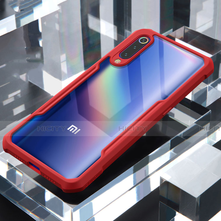 Silikon Schutzhülle Rahmen Tasche Hülle Durchsichtig Transparent Spiegel M02 für Xiaomi Mi 9 Pro 5G Rot