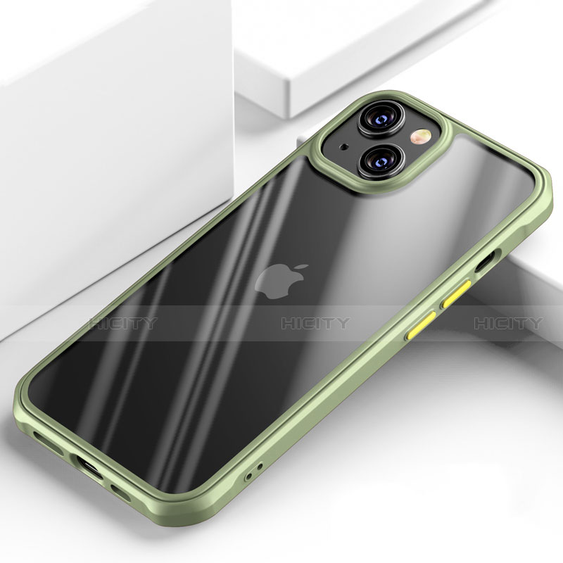 Silikon Schutzhülle Rahmen Tasche Hülle Durchsichtig Transparent Spiegel M03 für Apple iPhone 13 Mini Grün