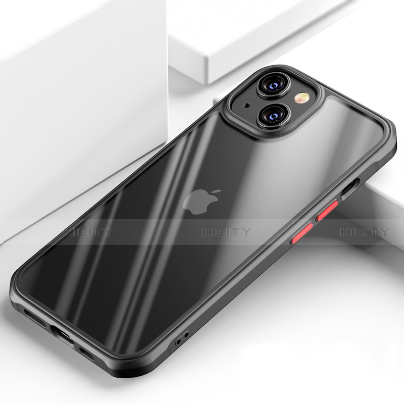 Silikon Schutzhülle Rahmen Tasche Hülle Durchsichtig Transparent Spiegel M03 für Apple iPhone 13 Mini Schwarz Plus