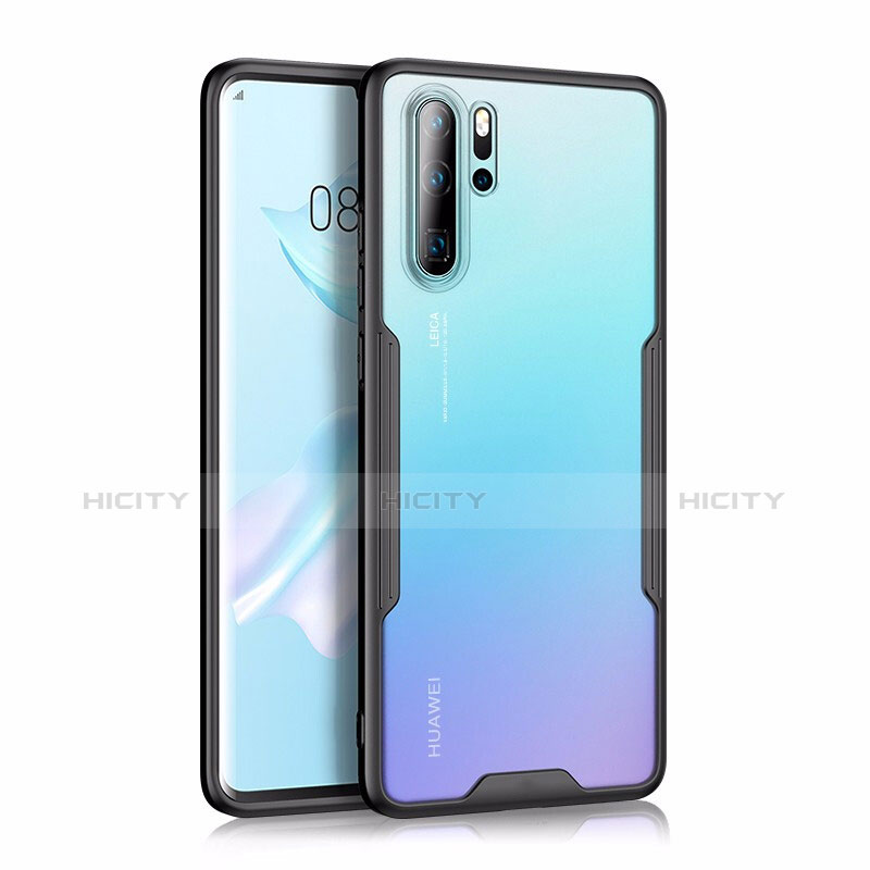 Silikon Schutzhülle Rahmen Tasche Hülle Durchsichtig Transparent Spiegel M03 für Huawei P30 Pro New Edition Schwarz