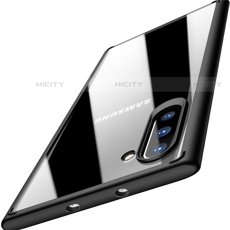 Silikon Schutzhülle Rahmen Tasche Hülle Durchsichtig Transparent Spiegel M03 für Samsung Galaxy Note 10 5G Schwarz