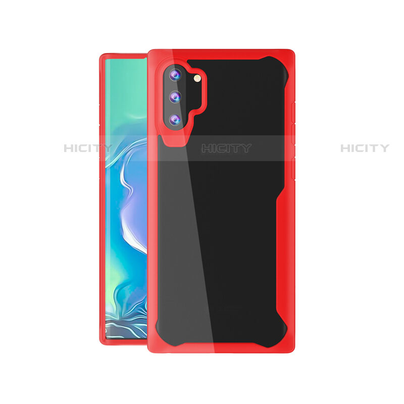 Silikon Schutzhülle Rahmen Tasche Hülle Durchsichtig Transparent Spiegel M03 für Samsung Galaxy Note 10 Plus 5G Rot