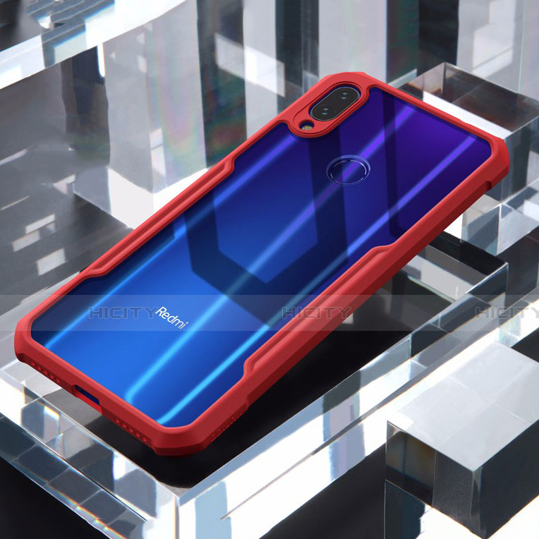 Silikon Schutzhülle Rahmen Tasche Hülle Durchsichtig Transparent Spiegel M03 für Xiaomi Redmi Note 7 Pro Rot