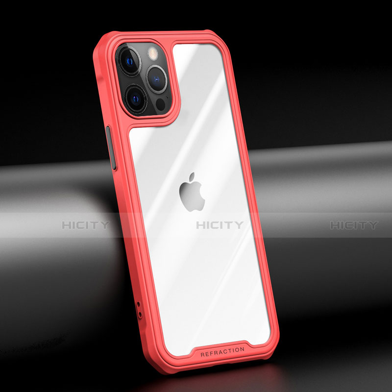 Silikon Schutzhülle Rahmen Tasche Hülle Durchsichtig Transparent Spiegel M04 für Apple iPhone 12 Pro Max Rot