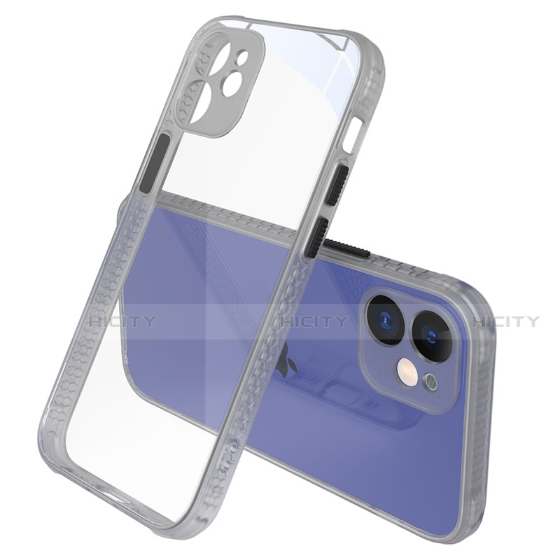 Silikon Schutzhülle Rahmen Tasche Hülle Durchsichtig Transparent Spiegel M05 für Apple iPhone 12 Mini Grau