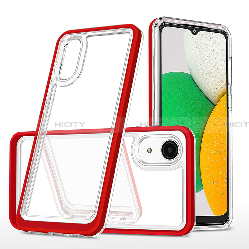 Silikon Schutzhülle Rahmen Tasche Hülle Durchsichtig Transparent Spiegel MQ1 für Samsung Galaxy A03 Core Rot Plus