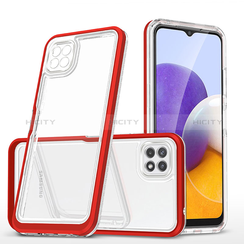Silikon Schutzhülle Rahmen Tasche Hülle Durchsichtig Transparent Spiegel MQ1 für Samsung Galaxy A22s 5G Rot