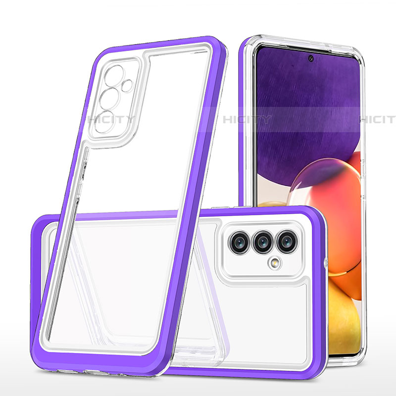 Silikon Schutzhülle Rahmen Tasche Hülle Durchsichtig Transparent Spiegel MQ1 für Samsung Galaxy A34 5G Violett Plus