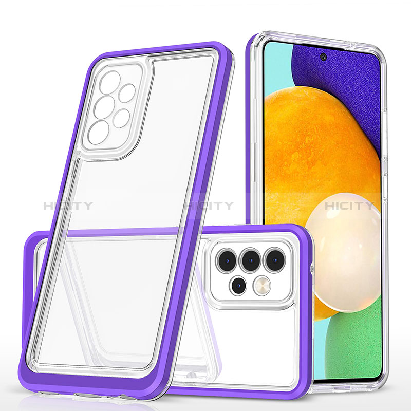 Silikon Schutzhülle Rahmen Tasche Hülle Durchsichtig Transparent Spiegel MQ1 für Samsung Galaxy A52s 5G Violett