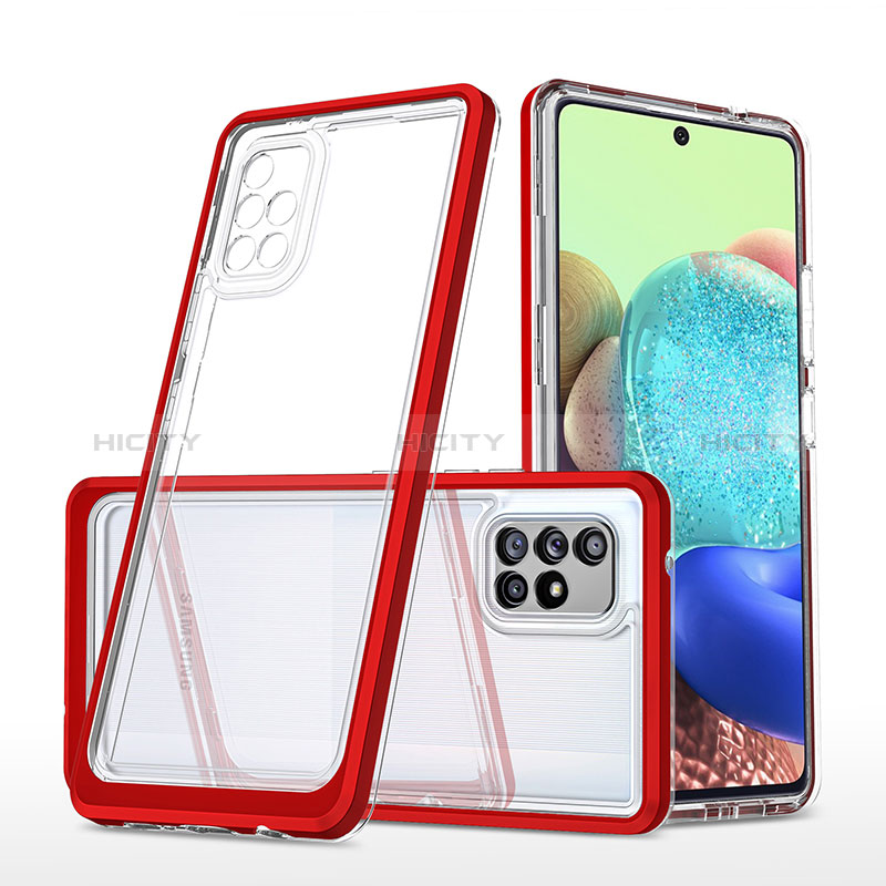 Silikon Schutzhülle Rahmen Tasche Hülle Durchsichtig Transparent Spiegel MQ1 für Samsung Galaxy A71 4G A715 Rot