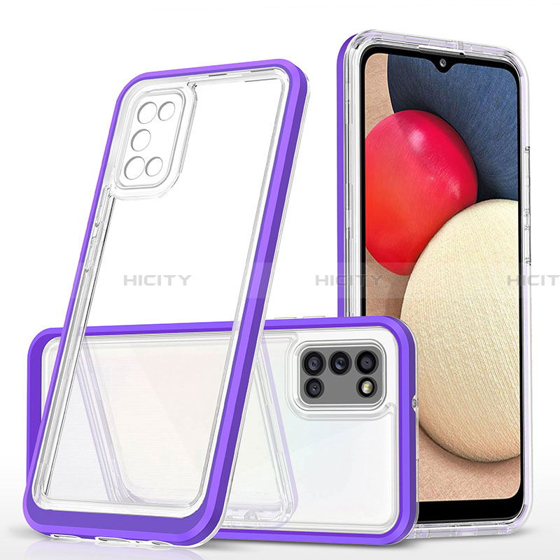 Silikon Schutzhülle Rahmen Tasche Hülle Durchsichtig Transparent Spiegel MQ1 für Samsung Galaxy F02S SM-E025F Violett Plus