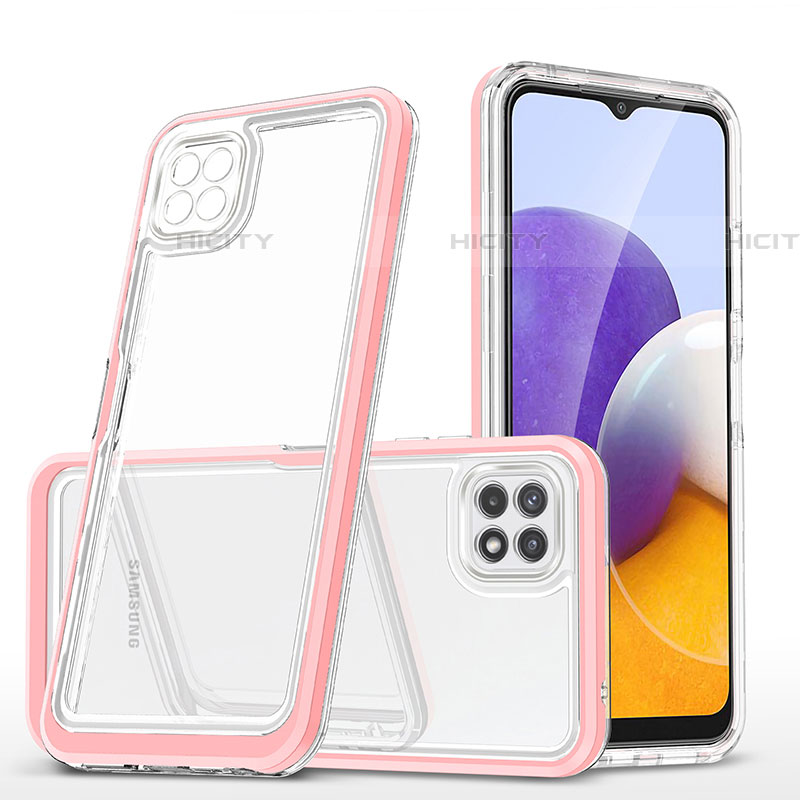 Silikon Schutzhülle Rahmen Tasche Hülle Durchsichtig Transparent Spiegel MQ1 für Samsung Galaxy F42 5G Rosegold