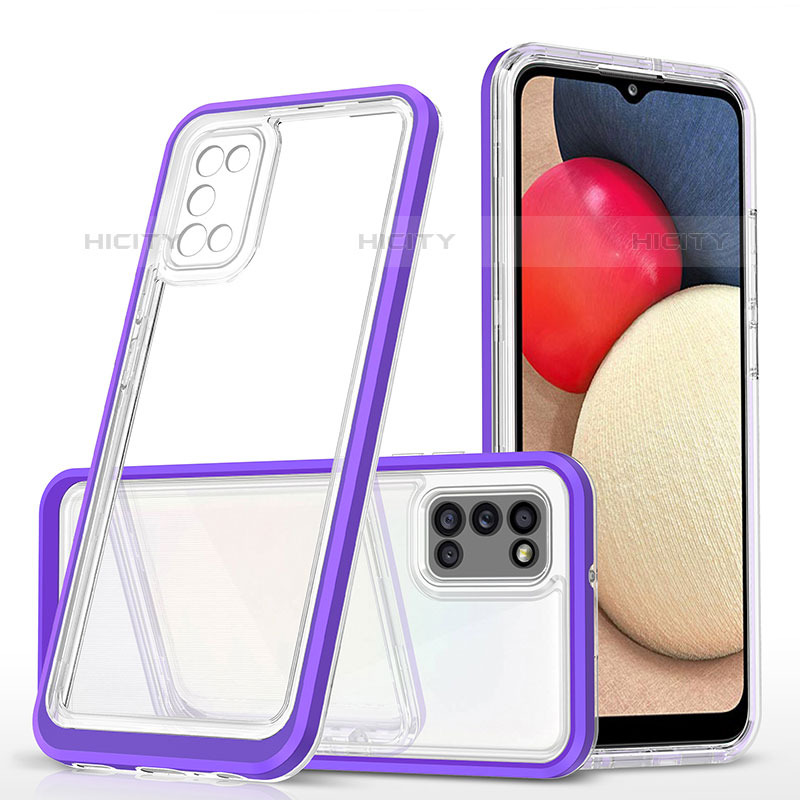 Silikon Schutzhülle Rahmen Tasche Hülle Durchsichtig Transparent Spiegel MQ1 für Samsung Galaxy M02s Violett Plus