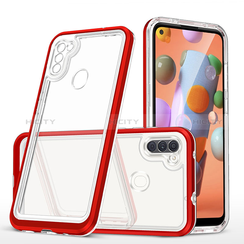 Silikon Schutzhülle Rahmen Tasche Hülle Durchsichtig Transparent Spiegel MQ1 für Samsung Galaxy M11 Rot