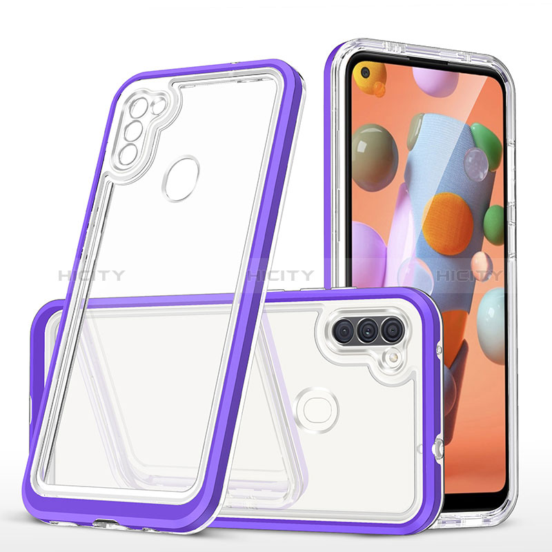 Silikon Schutzhülle Rahmen Tasche Hülle Durchsichtig Transparent Spiegel MQ1 für Samsung Galaxy M11 Violett