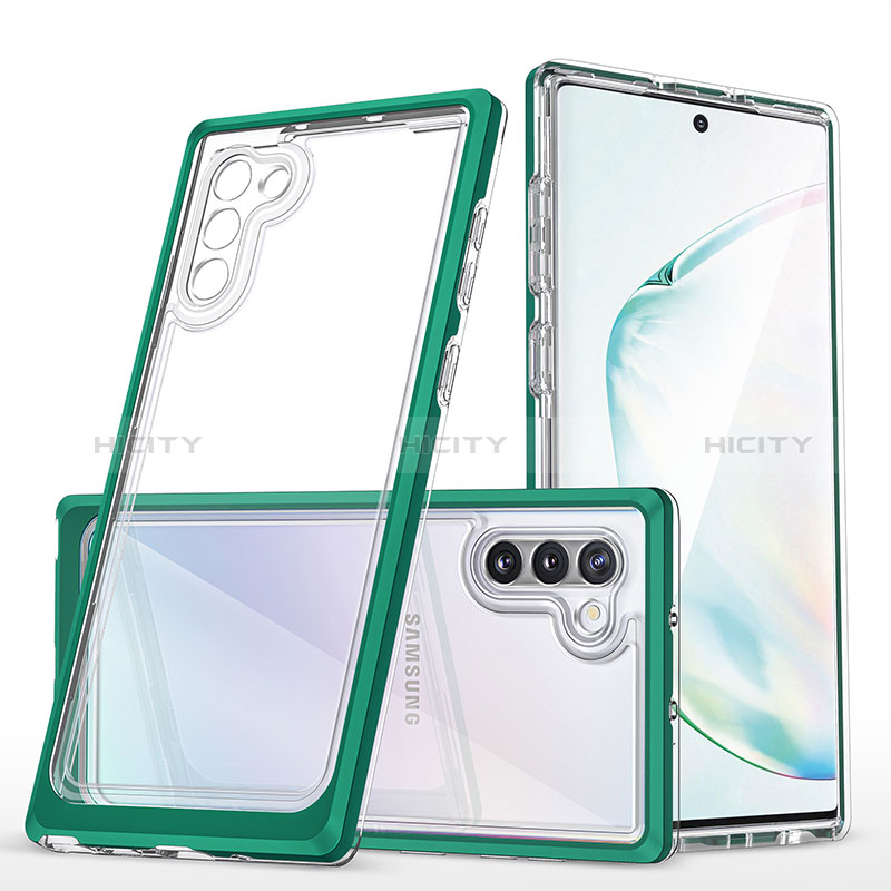 Silikon Schutzhülle Rahmen Tasche Hülle Durchsichtig Transparent Spiegel MQ1 für Samsung Galaxy Note 10 5G Grün