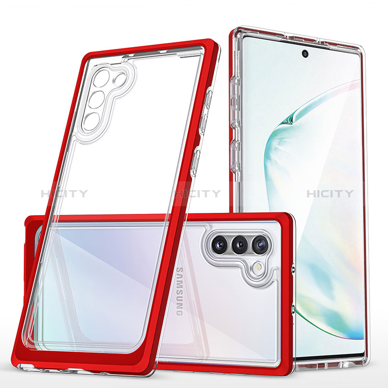 Silikon Schutzhülle Rahmen Tasche Hülle Durchsichtig Transparent Spiegel MQ1 für Samsung Galaxy Note 10 5G Rot Plus