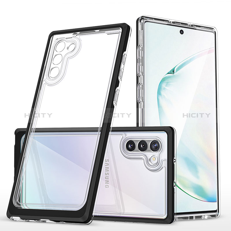 Silikon Schutzhülle Rahmen Tasche Hülle Durchsichtig Transparent Spiegel MQ1 für Samsung Galaxy Note 10 5G Schwarz